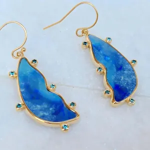 14K Fancy Opal Diamond Earrings in Yellow Gold