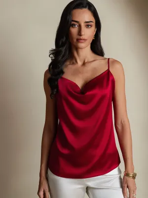 19 Momme zijden spaghetti-bandjes cowl-hals camisoletop
