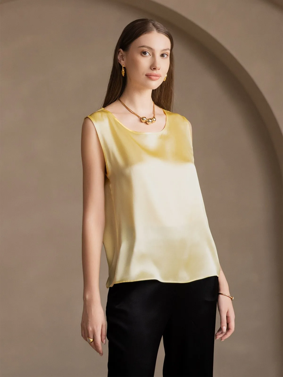 19Momme Zijde Lounge Ronde Hals Tanktop