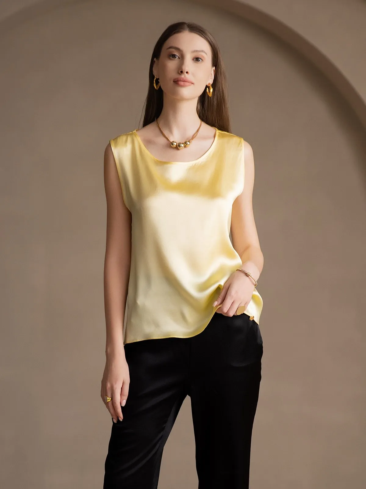 19Momme Zijde Lounge Ronde Hals Tanktop