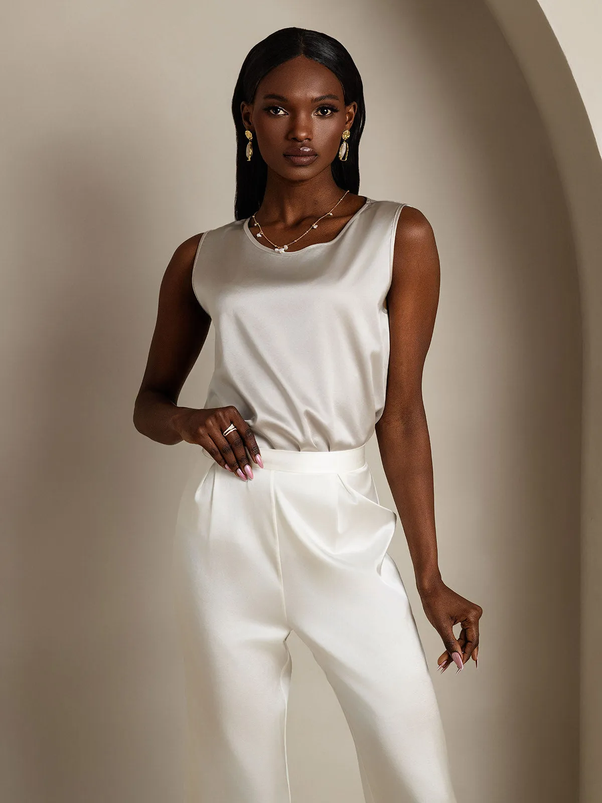 19Momme Zijde Lounge Ronde Hals Tanktop