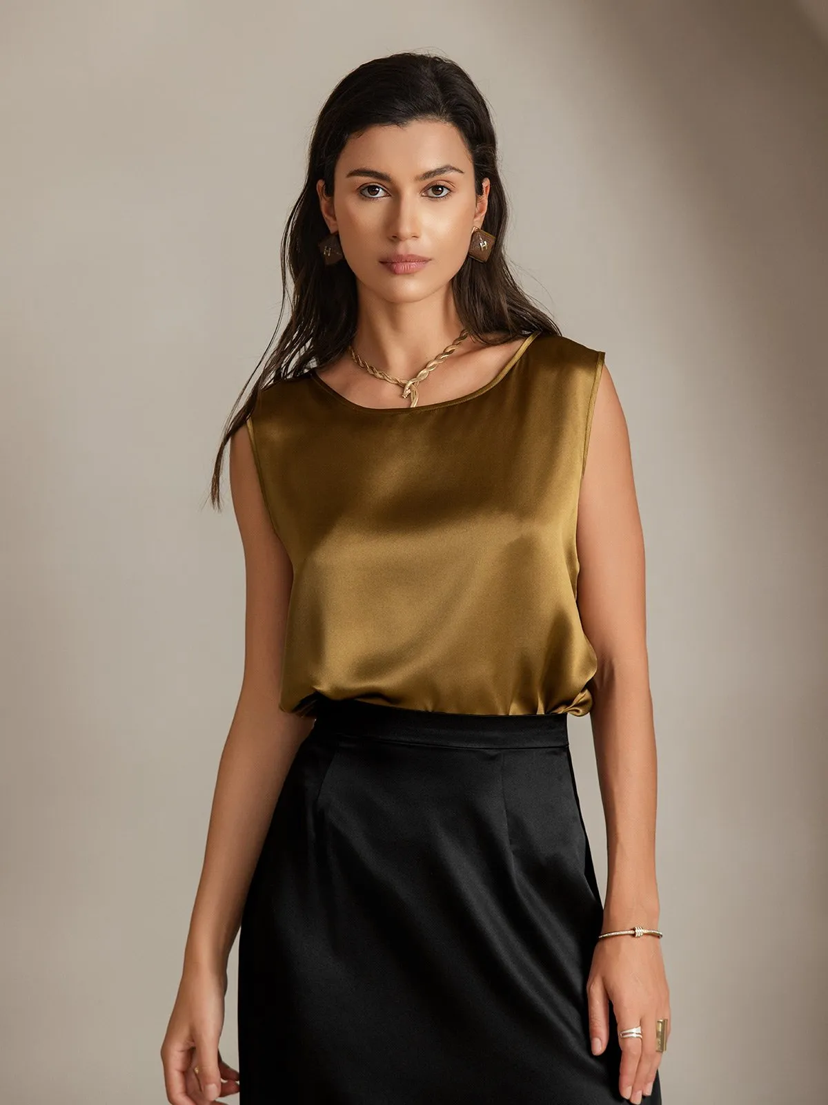 19Momme Zijde Lounge Ronde Hals Tanktop
