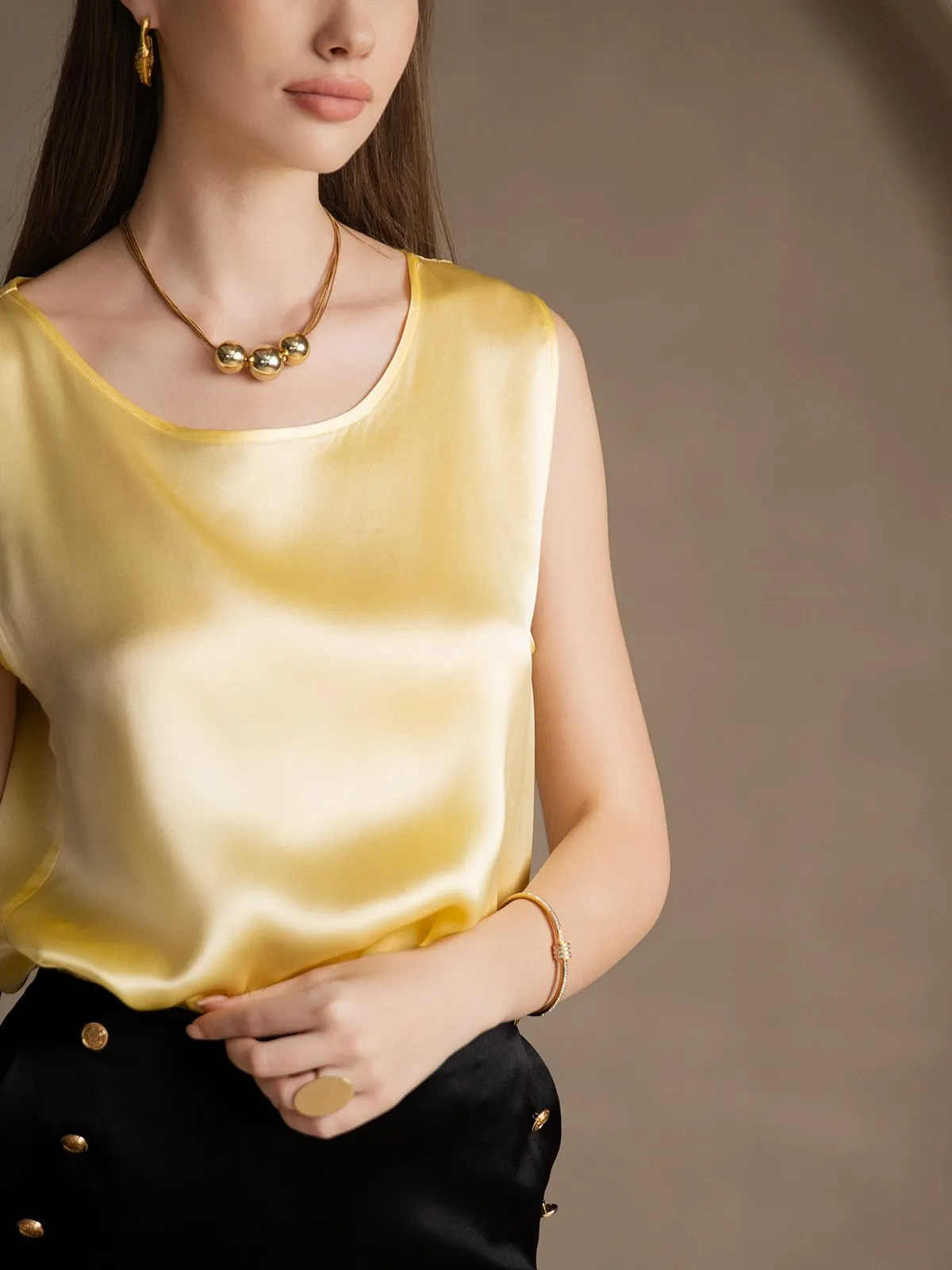 19Momme Zijde Lounge Ronde Hals Tanktop