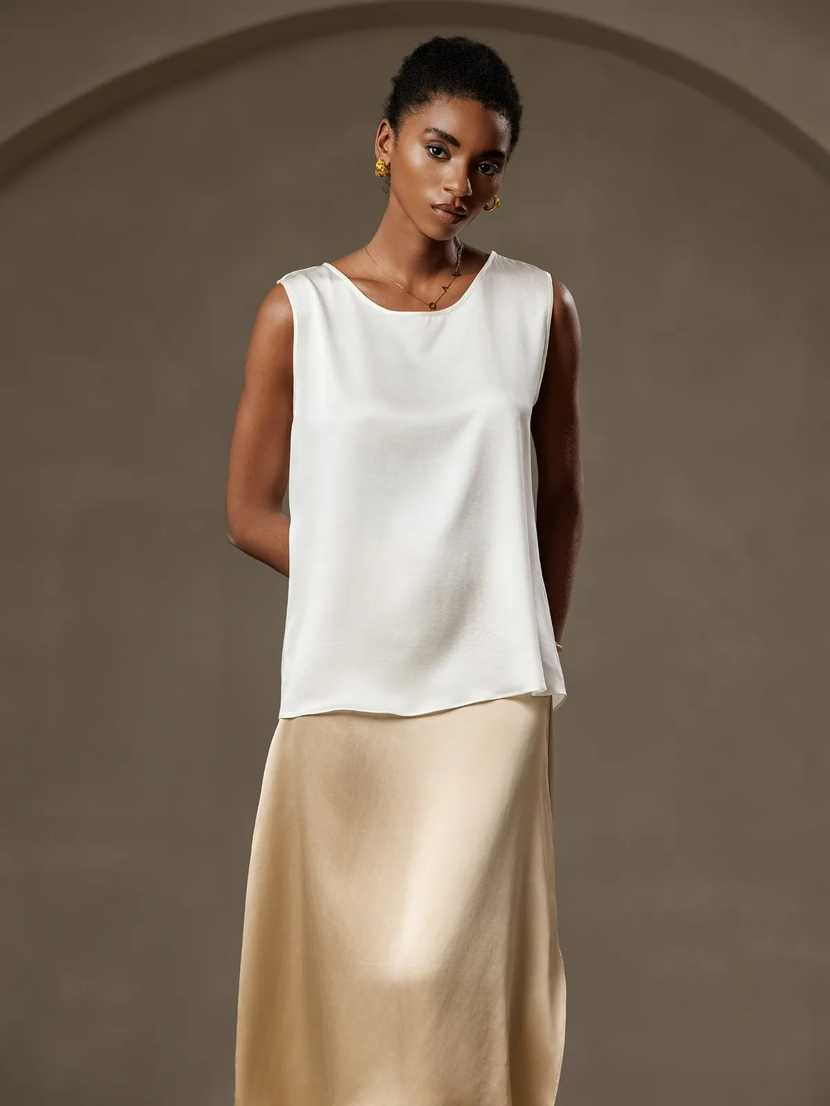 19Momme Zijde Lounge Ronde Hals Tanktop