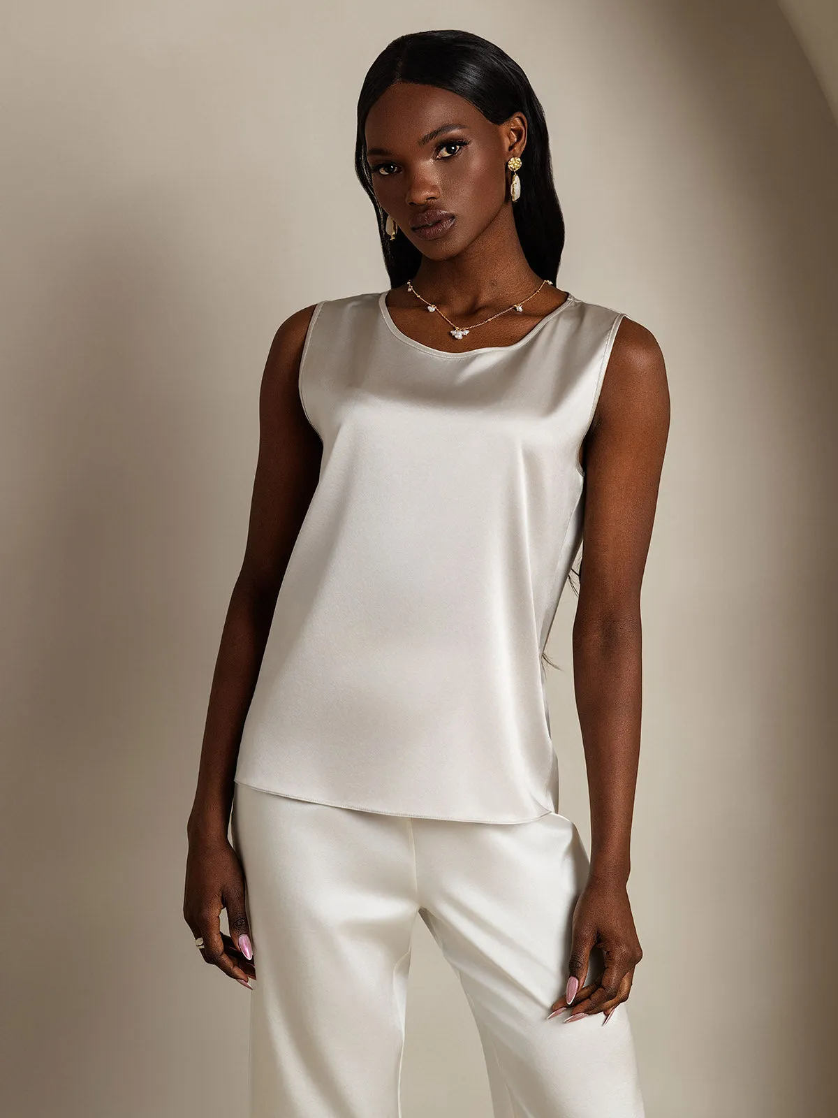 19Momme Zijde Lounge Ronde Hals Tanktop