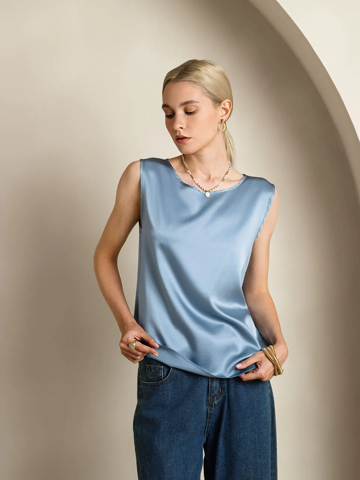 19Momme Zijde Lounge Ronde Hals Tanktop
