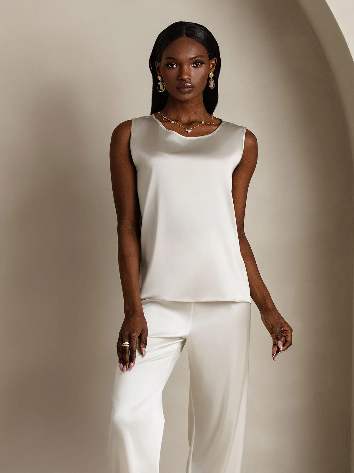 19Momme Zijde Lounge Ronde Hals Tanktop