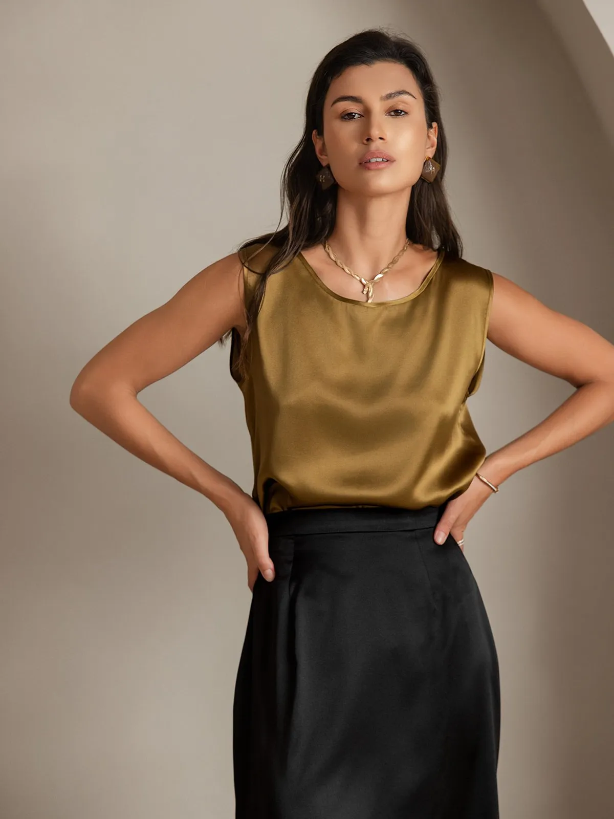 19Momme Zijde Lounge Ronde Hals Tanktop