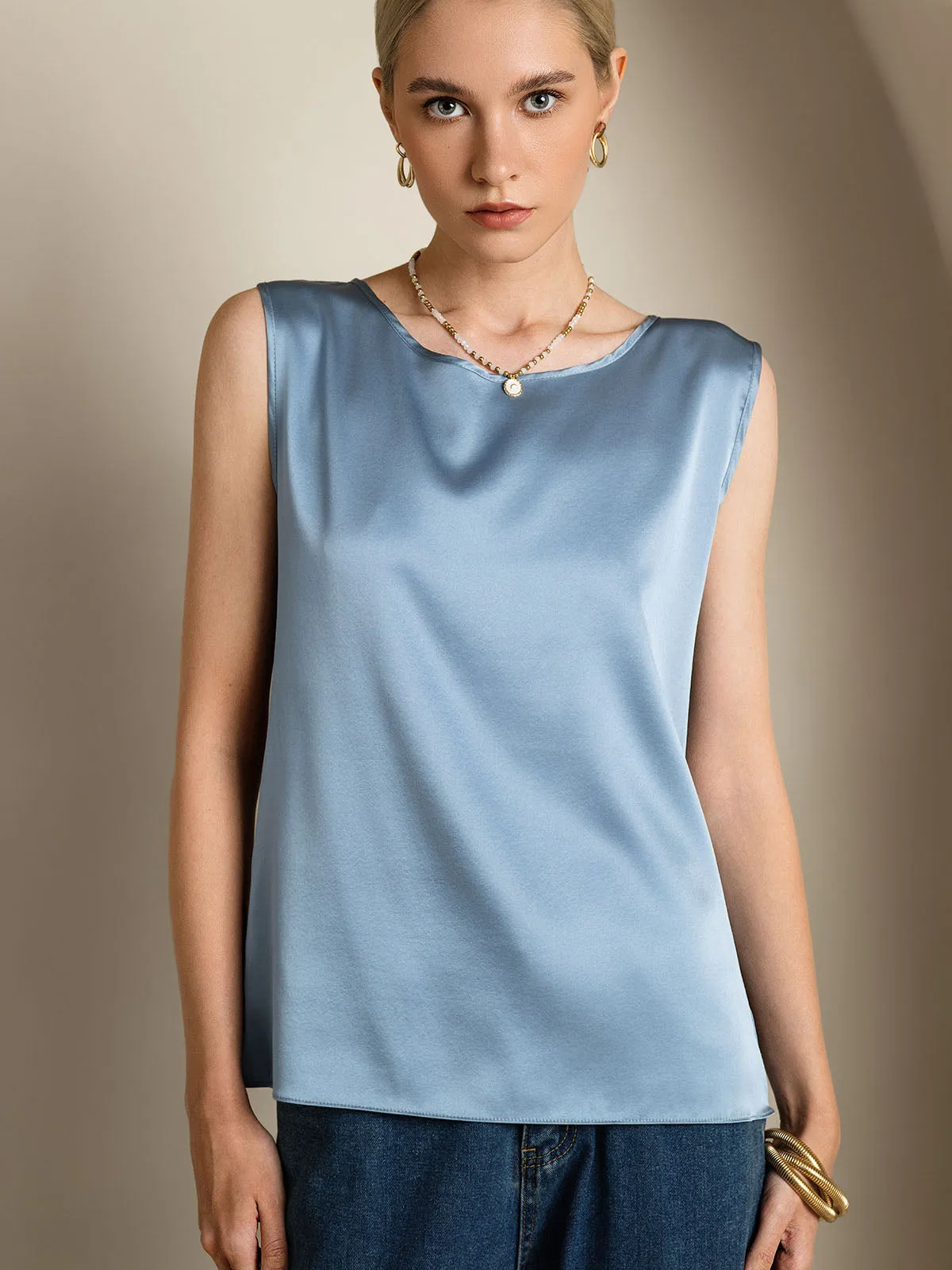 19Momme Zijde Lounge Ronde Hals Tanktop