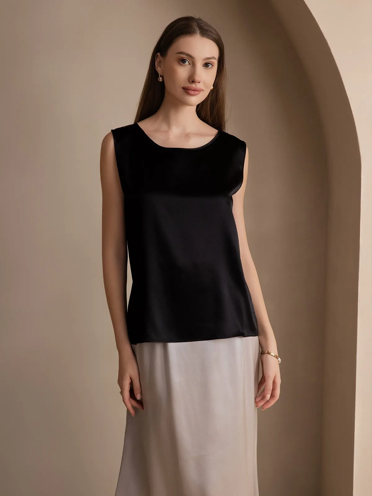 19Momme Zijde Lounge Ronde Hals Tanktop