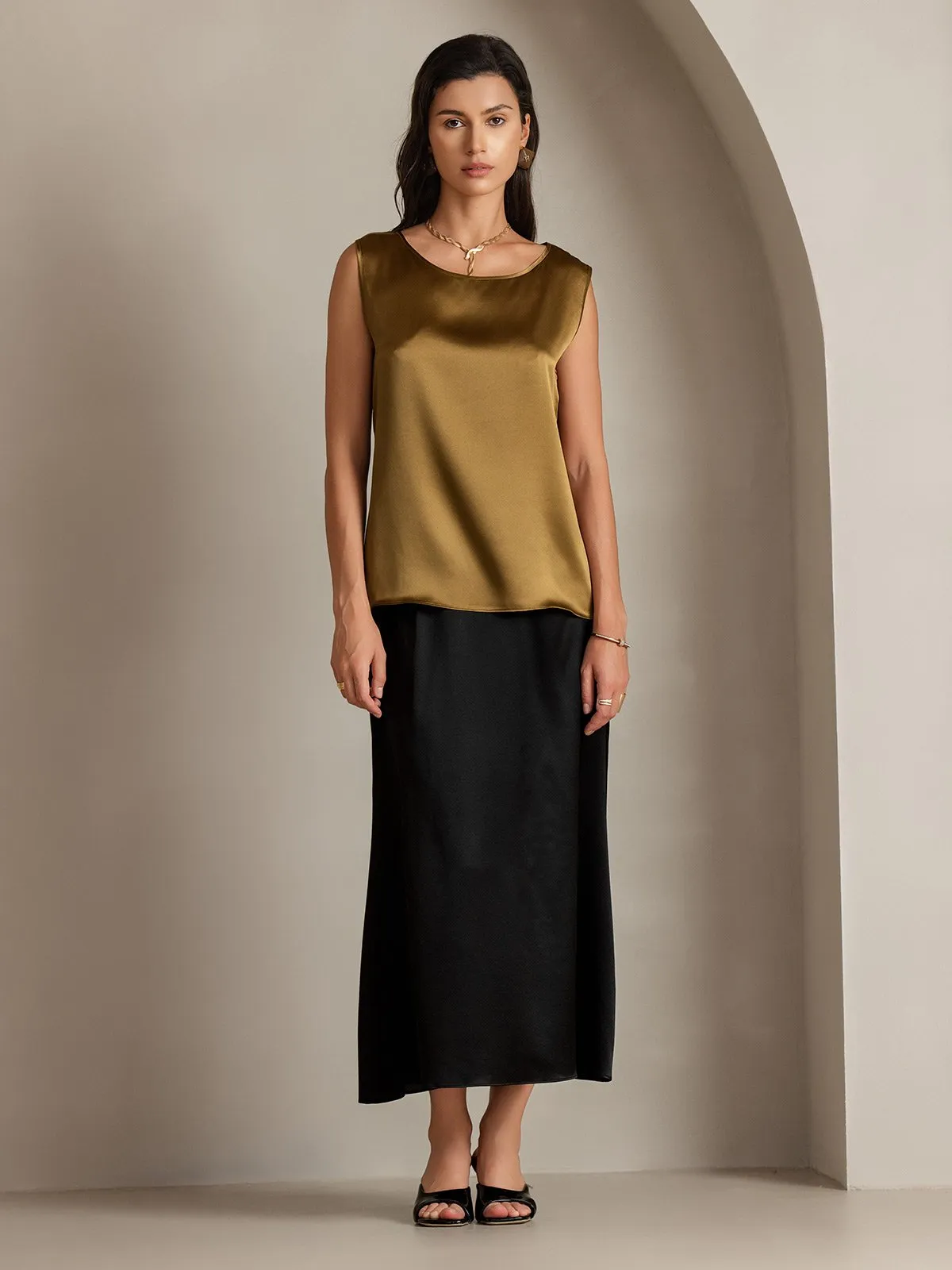 19Momme Zijde Lounge Ronde Hals Tanktop