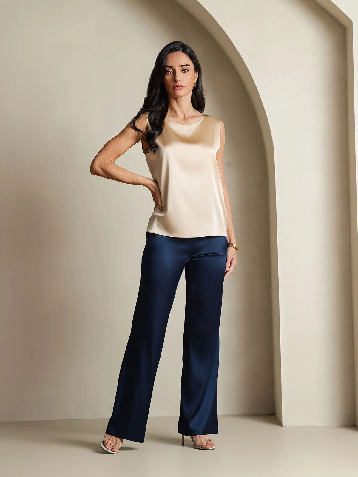 19Momme Zijde Lounge Ronde Hals Tanktop