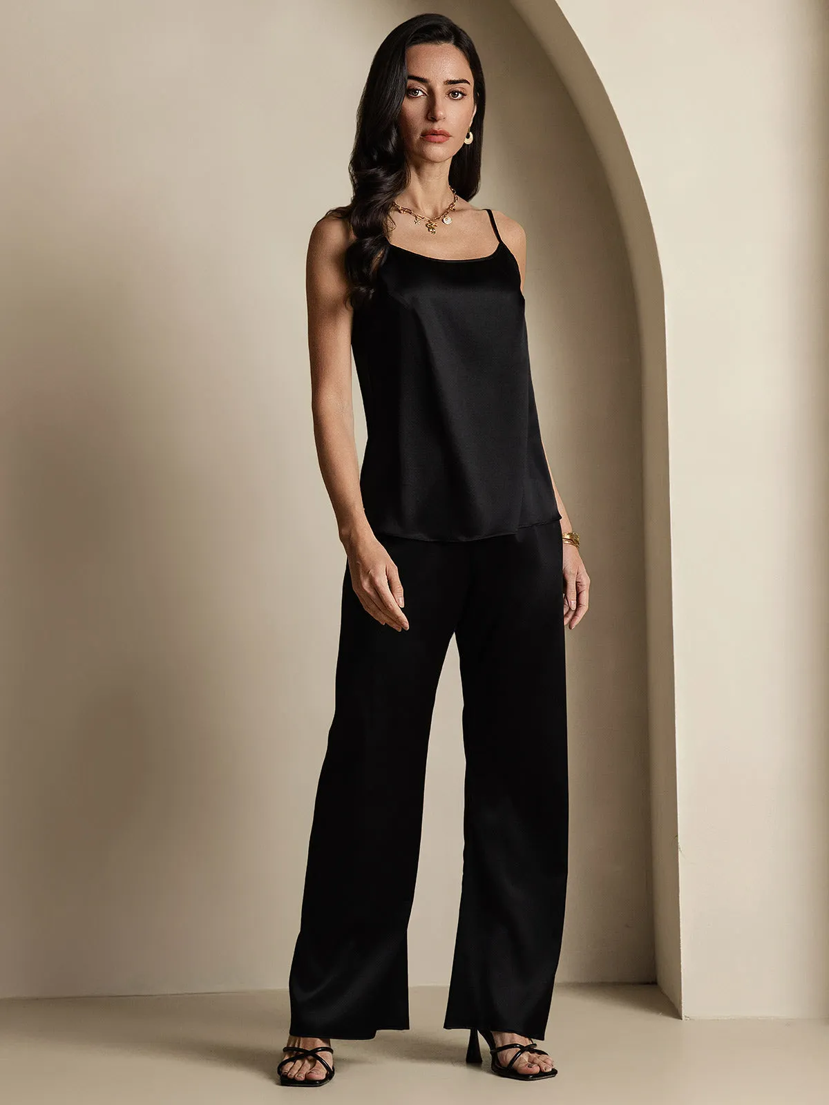 19Momme Zijden Ontspannen Spaghettiband Camisole-top