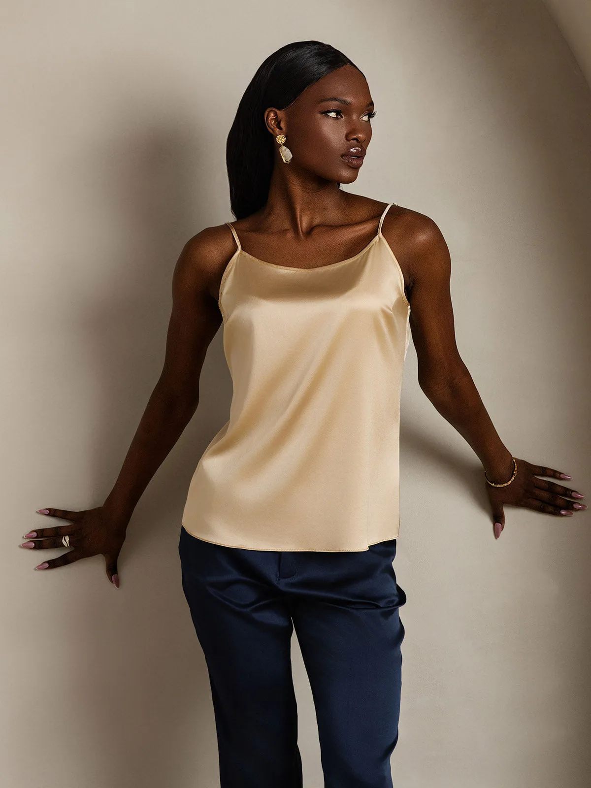19Momme Zijden Ontspannen Spaghettiband Camisole-top