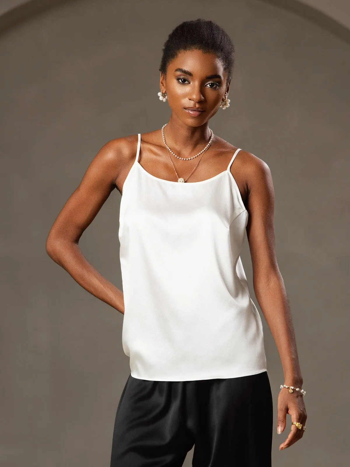 19Momme Zijden Ontspannen Spaghettiband Camisole-top