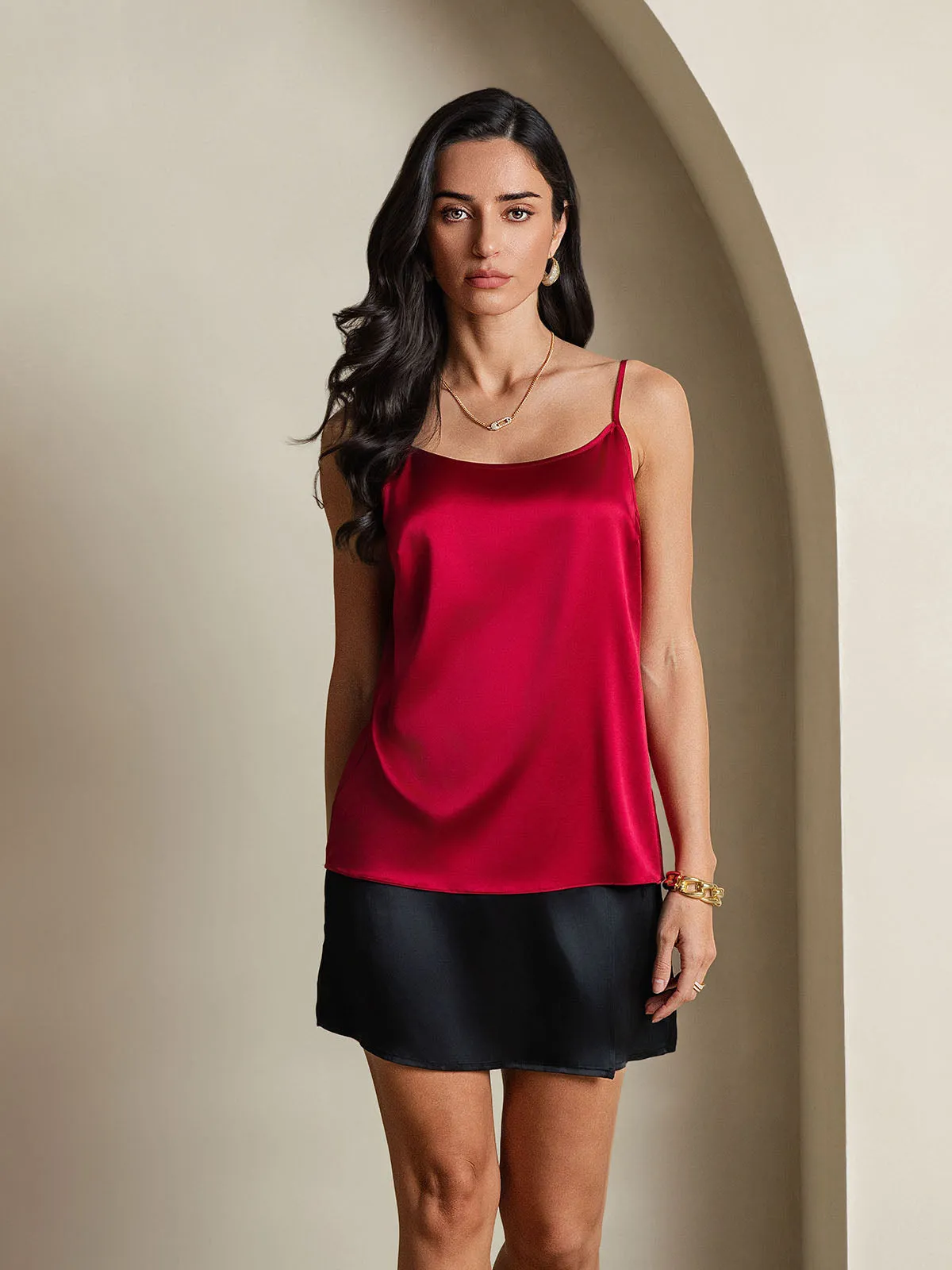 19Momme Zijden Ontspannen Spaghettiband Camisole-top