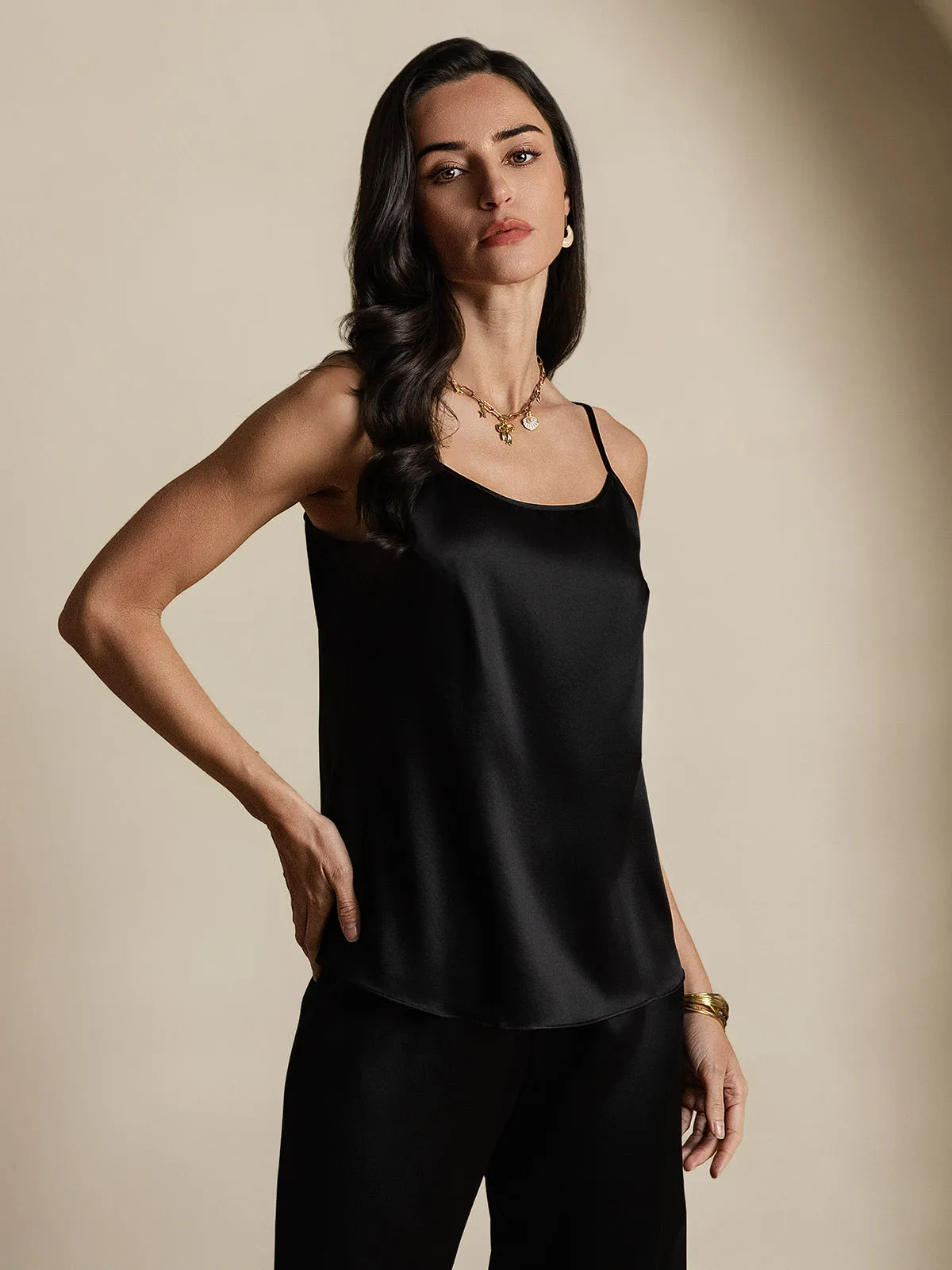 19Momme Zijden Ontspannen Spaghettiband Camisole-top