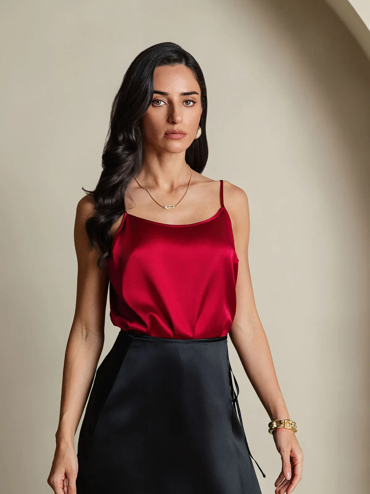 19Momme Zijden Ontspannen Spaghettiband Camisole-top