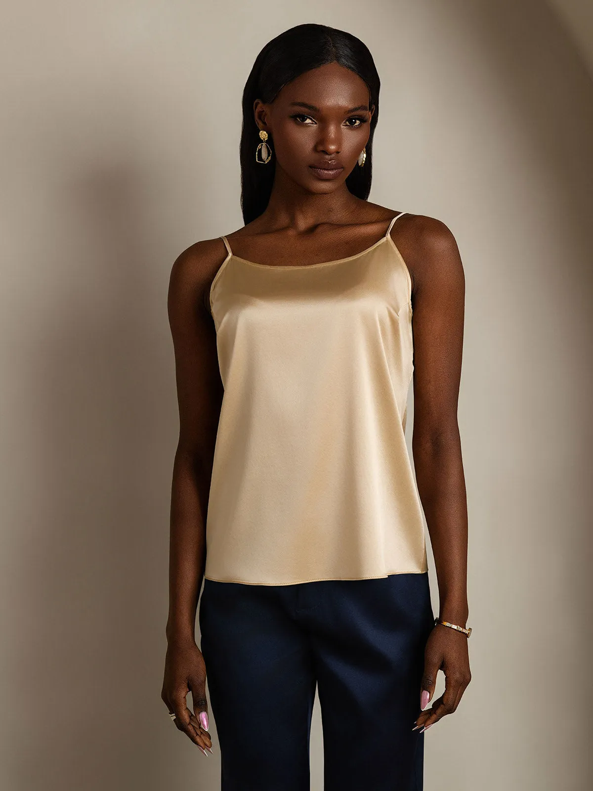 19Momme Zijden Ontspannen Spaghettiband Camisole-top