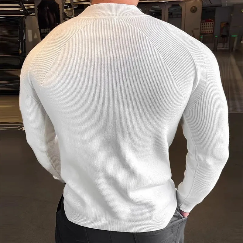 2025 Spring Autumn Casual Slim Bottoming Tees Mens Trendy Solid Color Long Sleeve Crew Neck Sweaters For Men Fashion Jumper Tops