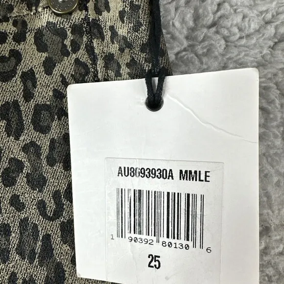 7 For All Mankind Women's Coated Metallic Leopard Super Skinny Jeans Size 25 NWT