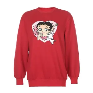 80s 90s American Vintage Cartoon Print Girl's Pullover Autumn Thick Warm Long Sleeve Hoodies Plus Size Loose Women Sweatshirts