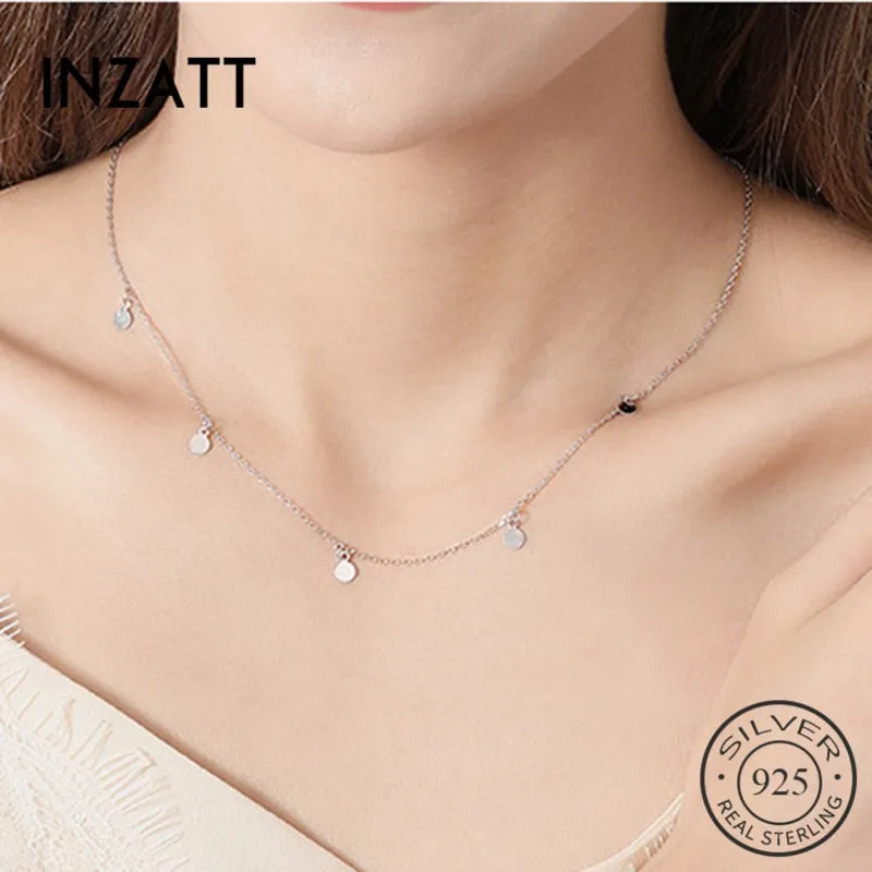 925 Sterling Silver Geometric Round Choker Necklace
