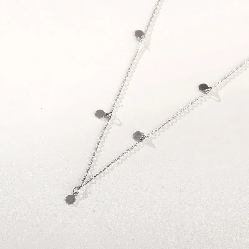 925 Sterling Silver Geometric Round Choker Necklace