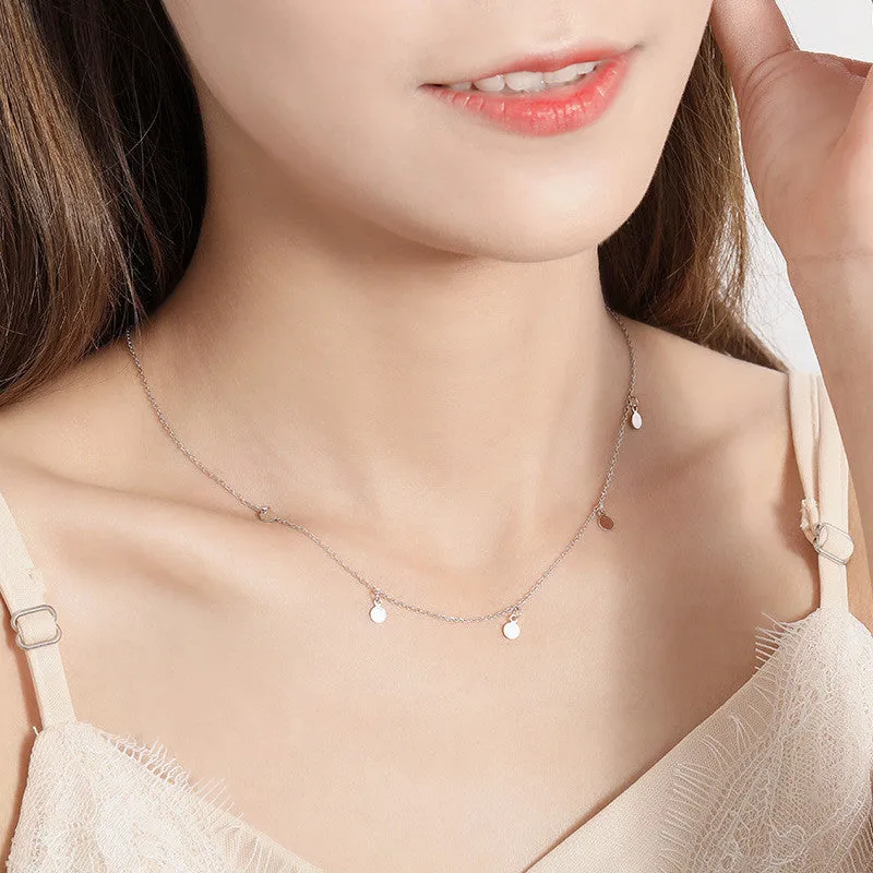 925 Sterling Silver Geometric Round Choker Necklace