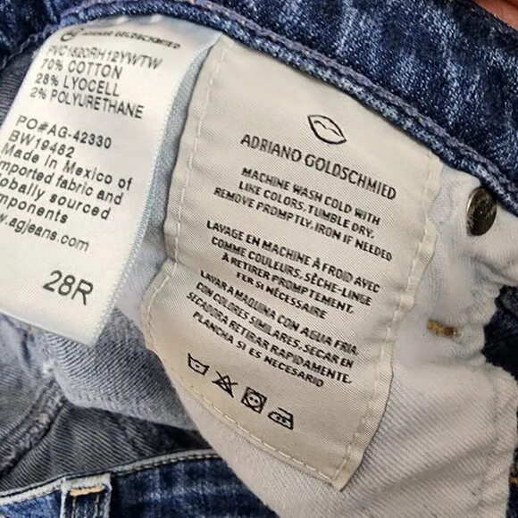 AG Adriano Goldschmied The Prima Roll Up Cigarette Leg Jean Medium Wash Size 28R