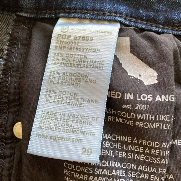 AG Denim Mari High Rise Slim Straight Jeans Casual Size 29