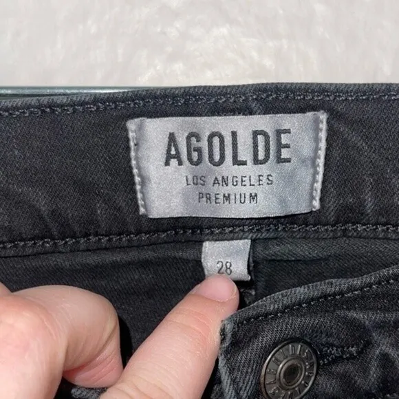 agolde sophie high rise skinny crop jeans in harlow destructed
