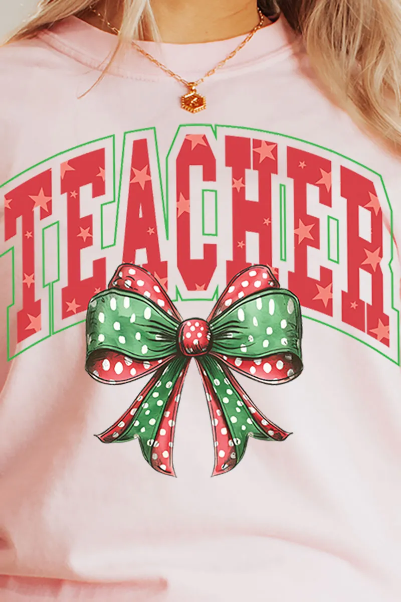 Arched Red And Green Teacher Comfort Colors Heavyweight Long Sleeve T-Shirt
