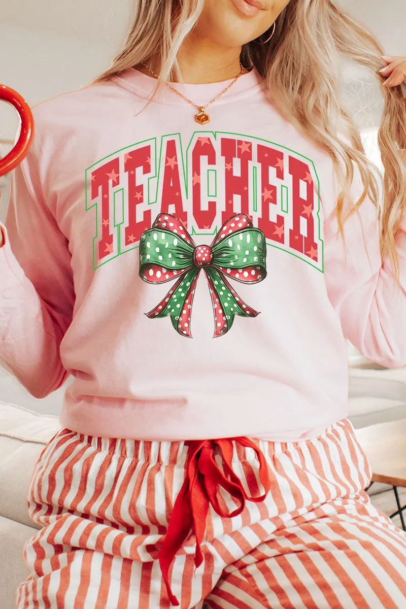 Arched Red And Green Teacher Comfort Colors Heavyweight Long Sleeve T-Shirt