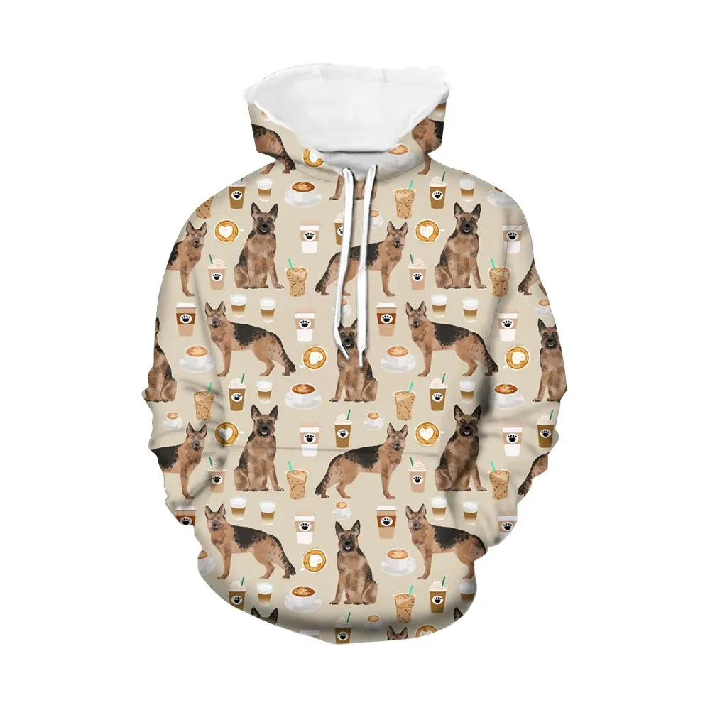 Autumn Winter Men's Hoodies German Shepherd Dog Pattern Printed Fashion Big Size 6XL Sweatshirts Men Cool Pullovers