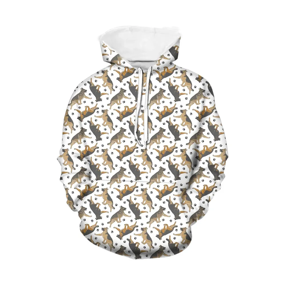 Autumn Winter Men's Hoodies German Shepherd Dog Pattern Printed Fashion Big Size 6XL Sweatshirts Men Cool Pullovers