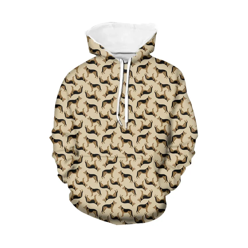 Autumn Winter Men's Hoodies German Shepherd Dog Pattern Printed Fashion Big Size 6XL Sweatshirts Men Cool Pullovers