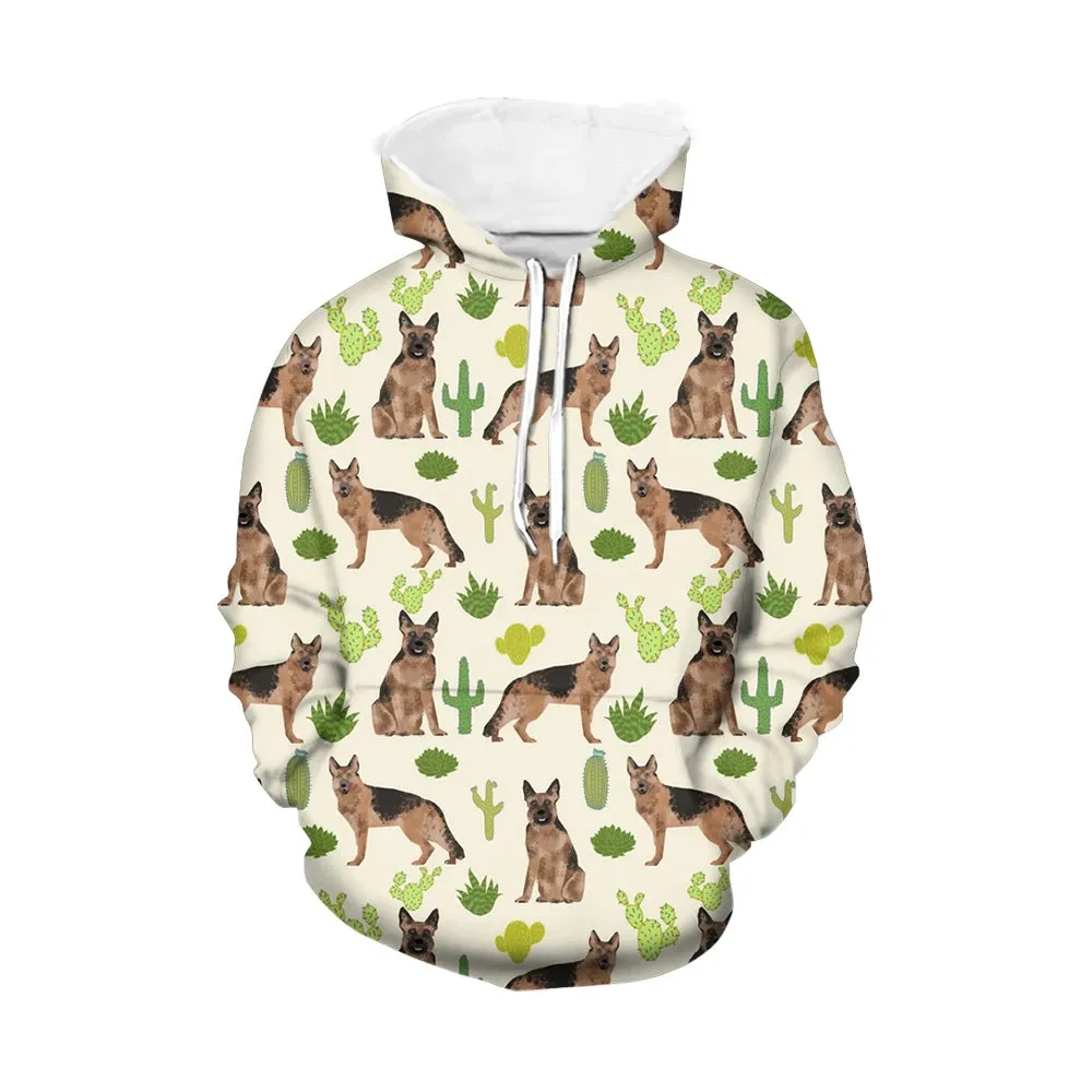 Autumn Winter Men's Hoodies German Shepherd Dog Pattern Printed Fashion Big Size 6XL Sweatshirts Men Cool Pullovers