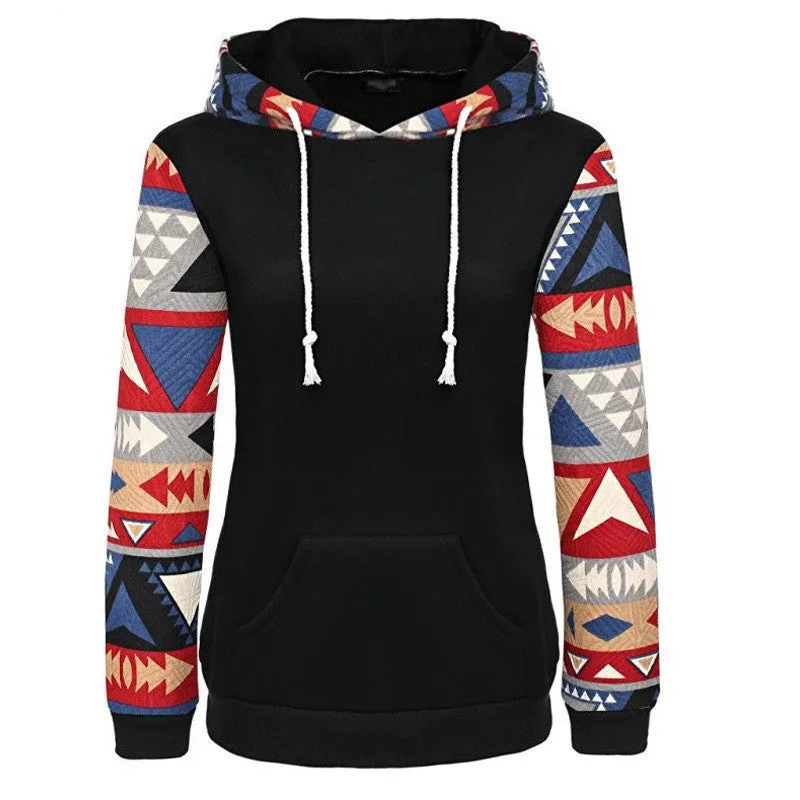 Autumn Winter Women Casual Thick Warm Floral Printed Hoodies Sweatshirts Long Sleeve Hooded Long Coat Jackets