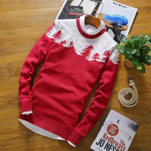 Autumn/Winter Sweater Men woods print Sweater Christmas Day Gift Pullover Winter Warm Casual Knitted Sweater XS-L