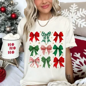 Bella Canvas or Comfort Colors Christmas Bows Tee/ Youth and Adult Sizes