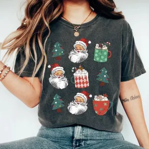 Bella or Comfort Colors Santa Trees Hot Cocoa Christmas Things Tee/ Long or Short Sleeve Options
