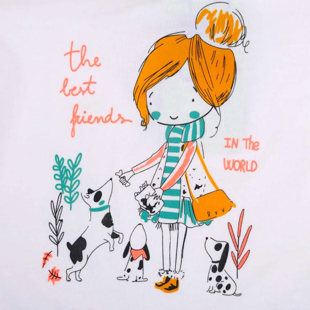 Best Friend T-Shirt For Girls - White | Bachaa Party Baby Clothes Girls Tops & T-Shirts