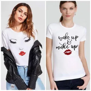 Black Beach Please Cotton Printed T-Shirt For Women