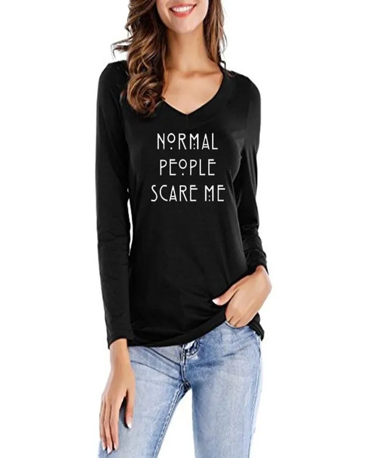 Black Normal People Scare Me Printed T-Shirt For Her