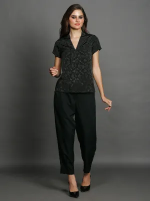Black Solid Straight Top