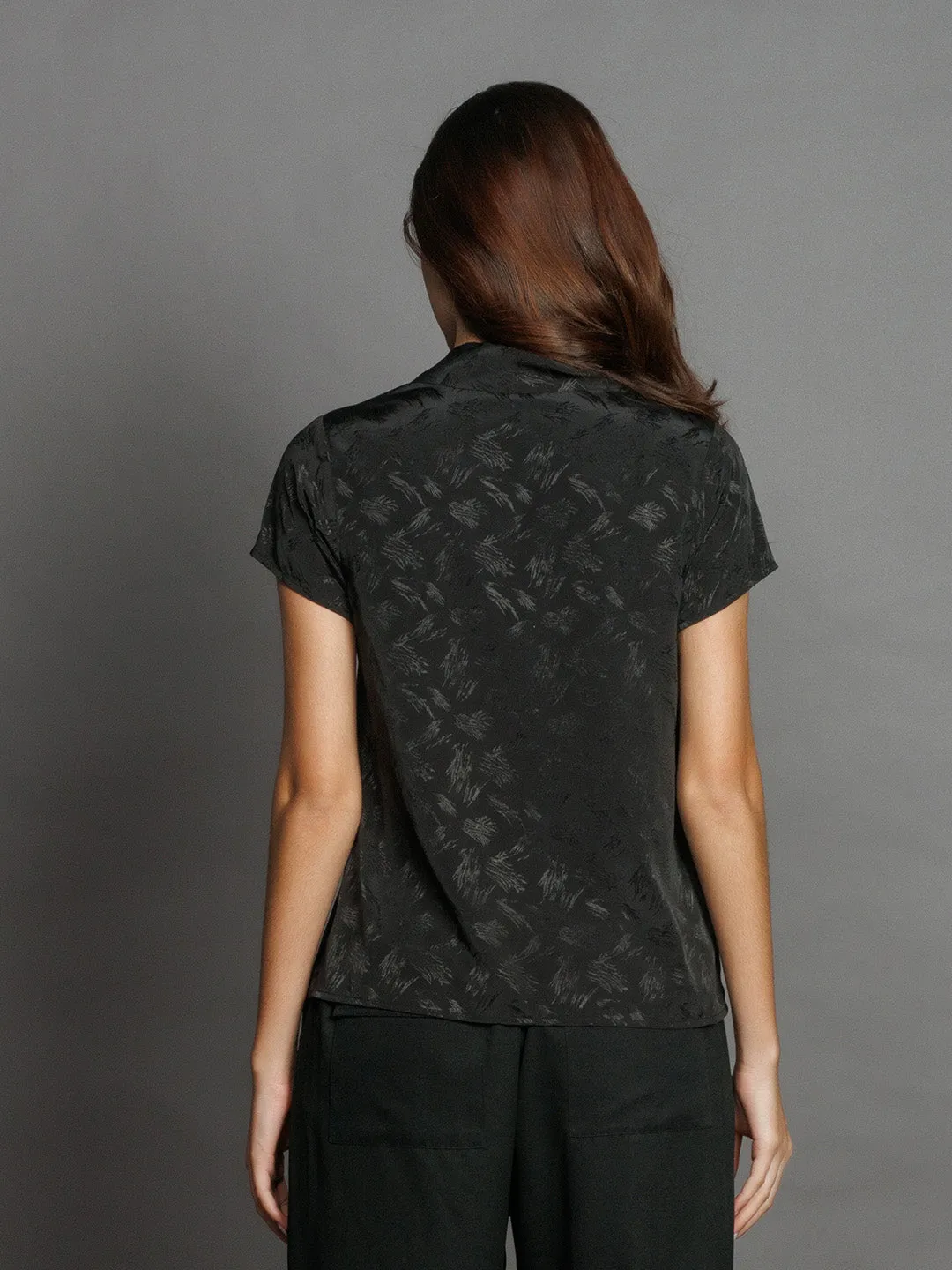 Black Solid Straight Top