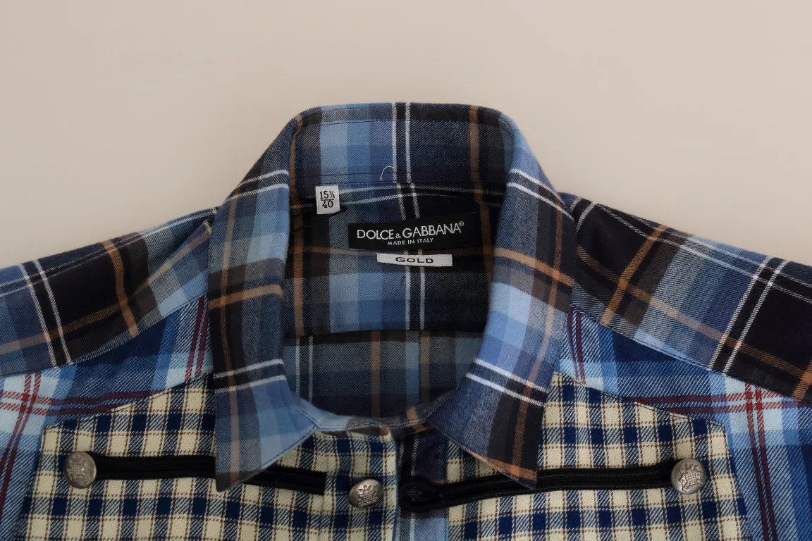Blue Check Cotton Slim Fit Shirt