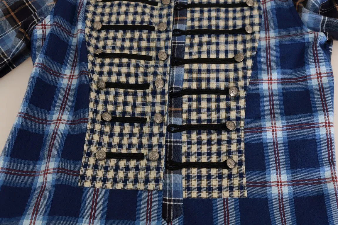 Blue Check Cotton Slim Fit Shirt