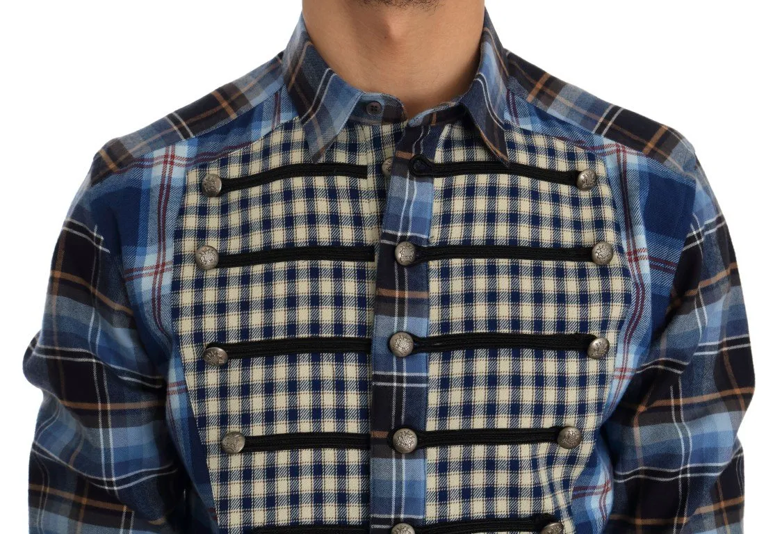 Blue Check Cotton Slim Fit Shirt